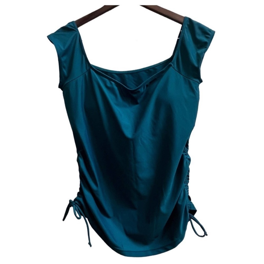 Janela Bay Bardot Cap Sleeves Long Tankini ONLY Dark Teal Size XL